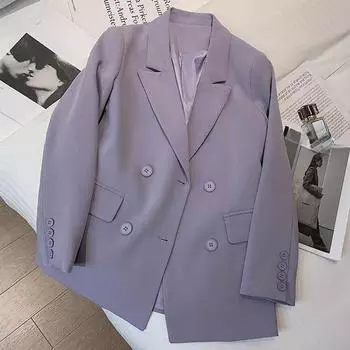 Повседневный пиджак с длинным рукавом, однотонный пиджак для женщин, модные корейские деловые формальные пиджаки, костюмы, зеленый, черный S чёрный
