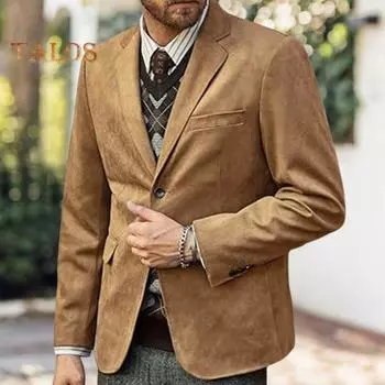 Повседневный пиджак с лацканами, длинный рукав, две пуговицы, классический крой, пиджак с карманами с клапанами, короткая плюшевая деловая верхняя одежда M чёрный