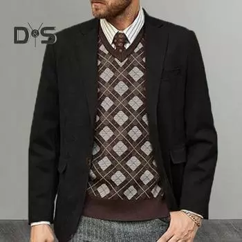 Повседневный пиджак с лацканами, длинный рукав, две пуговицы, классический крой, пиджак с карманами с клапанами, короткая плюшевая деловая верхняя одежда M хаки