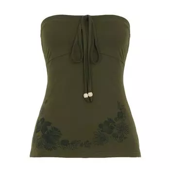 Повседневный праздничный стиль женские бретельки топы с открытой спиной бант шнуровка тонкие цветочные принты модные трендовые блузки S зелёный
