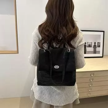 Повседневный простой большой вместительный женский рюкзак 2024 года, летний новый популярный рюкзак, модный студенческий дорожный школьный рюкзак чёрный