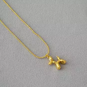 Повседневный простой легкий роскошный нишевый дизайн высокая чувственная ключичная цепочка латунная позолоченная милая собачка с воздушным шаром темпераментное ожерелье для женщин