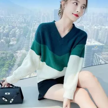 Повседневный пуловер, свитер 2022, модный женский свитер, маленький вязаный пуловер на раннюю осень, шикарный топ One Size синий