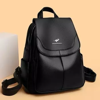 Повседневный рюкзак большой вместимости из мягкой кожи, студенческая сумка, дорожный рюкзак для путешествий, женская сумка чёрный