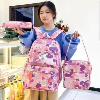 Повседневный рюкзак для школьников, большой емкости, школьный рюкзак для девочек, школьные сумки для детей, комплект из 3 предметов, женский рюкзак