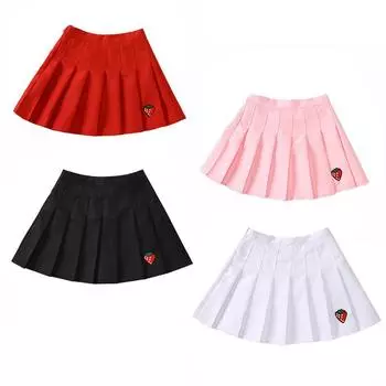 Повседневный сарафан с клубничным узором для малышей, юбка для маленьких девочек, летняя милая плиссированная юбка для маленьких девочек, От 0 до 5 лет S