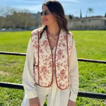 Повседневный стеганый жилет с принтом для женщин, свободный, с V-образным вырезом, без рукавов, с карманами, женский жилет, осенне-зимний женский жилет S оранжевый