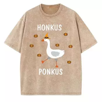 Повседневный стиль Хэллоуин Утка Принт Стирка Женская футболка Лето Оверсайз с коротким рукавом Повседневный Простой Топ Мужчины S
