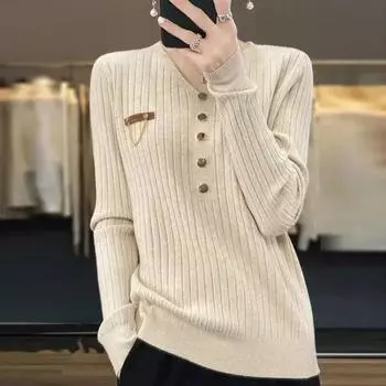 Повседневный свитер, пуловер, женский новый вязаный свитер с v-образным вырезом, женский маленький ароматный зарубежный свободный свитер, пуловер, женские топы One Size зелёный