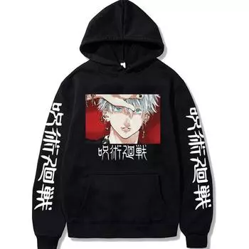 Повседневный свитер с капюшоном с японским мультяшным принтом XS