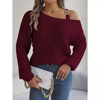 Повседневный свитер с металлическими пуговицами в стиле пэчворк без бретелек и рукавом-фонариком поверх свитера S белый