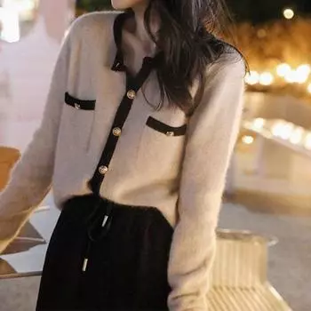 Повседневный свитер, женский кардиган, зимняя одежда 2022, свободный свитер с длинными рукавами и круглым вырезом, вязаный кардиган, свитер, пальто, женские топы One Size розовый