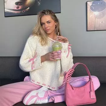 Повседневный свободный свитер женский модный бант на шнуровке косой воротник женский вязаный пуловер осень зима длинный рукав милый женский топ S белый