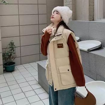 Повседневный свободный женский зимний жилет с хлебной одеждой без рукавов, осенне-зимняя куртка S розовый