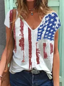 Повседневный топ больших размеров, женская футболка больших размеров с цветными блоками, принтом звезд и кистей, с коротким рукавом, V-образным вырезом, слегка эластичная футболка XS