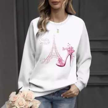 Повседневный топ с длинным рукавом и круглым вырезом, модные женские толстовки с 3D-принтом, свободные толстовки на осень S