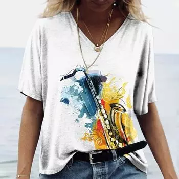 Повседневный топ с коротким рукавом и v-образным вырезом, модная женская футболка большого размера с цветочным принтом, женские летние свободные топы с 3D принтом XL