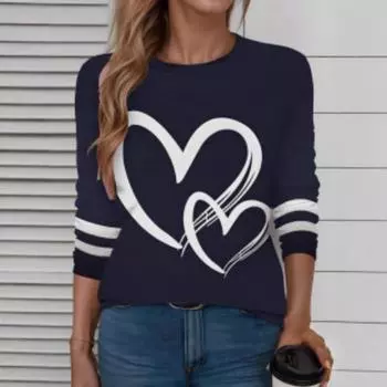 Повседневный топ с круглым вырезом и длинным рукавом, цветочная модная женская футболка большого размера с 3D-принтом, женские осенние свободные топы S