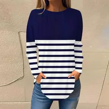 Повседневный топ с круглым вырезом и длинным рукавом, цветочная модная женская футболка большого размера с 3D-принтом, женские осенние свободные топы S