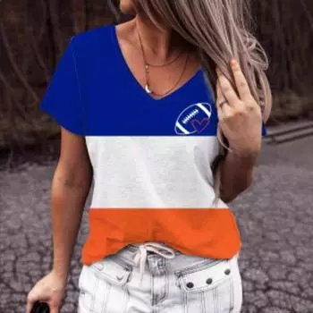 Повседневный топ с V-образным вырезом и коротким рукавом, модная женская футболка с 3D-принтом, свободные летние топы для женщин S