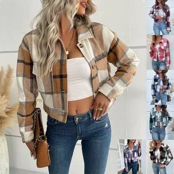 Повседневный тренд, универсальный осенне-зимний женский кардиган, клетчатая рубашка с длинными рукавами, куртка S красный