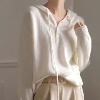 Повседневный трикотаж с капюшоном, женский осенне-зимний свитер с напуском, мягкая восковая верхняя одежда, свободный и универсальный пуловер, женский свитер One Size серый