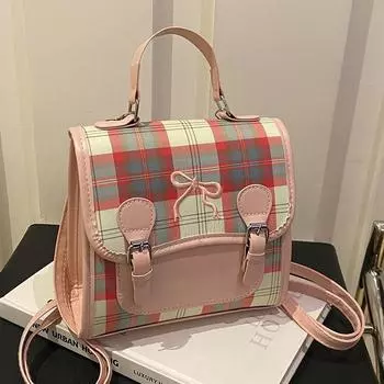 Повседневный универсальный клетчатый рюкзак для женщин, новый стиль, маленький рюкзак, контрастная цветная мини-сумка