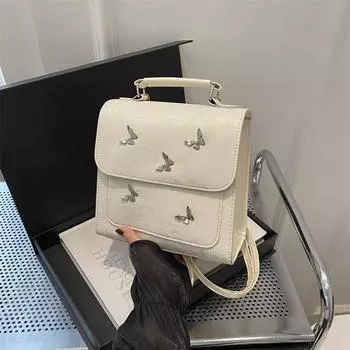 Повседневный универсальный женский рюкзак в иностранном стиле для летних путешествий, высококачественная мини-школьная сумка с бабочкой серебряный