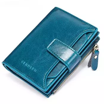 Повседневный женский кошелек из натуральной кожи, короткий, многофункциональный, большой емкости, на молнии, зажим для денег