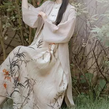 Повседневный женский костюм в китайском стиле в стиле ретро, улучшенное верхнее платье на шнуровке 2XL разноцветный