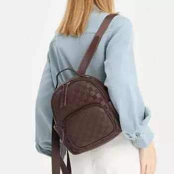 Повседневный женский рюкзак большой емкости из натуральной кожи рюкзак Senior Sense Bag Diamond Lattice Small Backpack чёрный