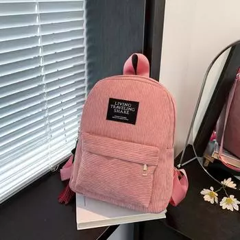 Повседневный женский рюкзак женские школьные сумки для колледжа дорожный рюкзак вельветовые сумки через плечо для девочек-подростков спортивный рюкзак 25*9*32cm чёрный