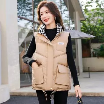 Повседневный женский жилет на клипсе, осенне-зимнее новое свободное теплое женское пальто средней длины M