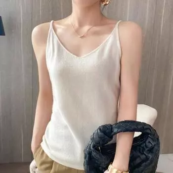 Повседневный жилет без рукавов, универсальный, легкий, модный, летний, на тонких бретельках, свободный базовый жилет, повседневная одежда S белый