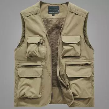 Повседневный жилет для мужчин на весну и осень, тонкий дизайн с множеством карманов, рабочая жилетка для мужчин, тактическая жилетка-куртка XXXXXXL чёрный