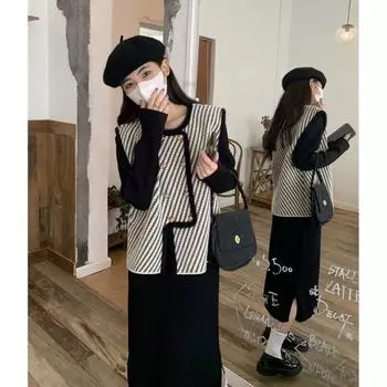 Повседневный жилет-кардиган, женский осенне-зимний жилет 2023, новый двубортный кардиган без рукавов с круглым вырезом, женский топ One Size чёрный