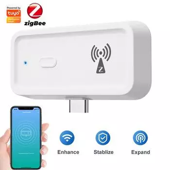 Повторитель сигнала Tuya ZigBee Type C Усилитель-расширитель Работает с ZigBee Gateway Hub Smart Life APP Устройства автоматизации умного дома бежевый