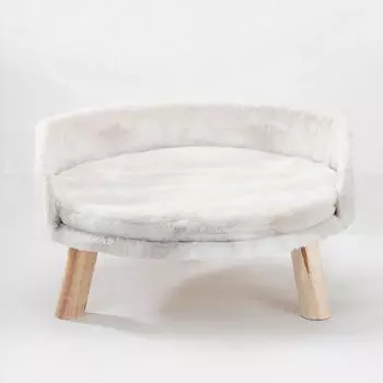 Повышенная кровать для собак и кошек, табурет, диван для домашних животных, диван-кровать с деревянными ножками, стул для домашних животных с плюшевой мягкой моющейся подушкой, круглая теплая конура для обнимашек