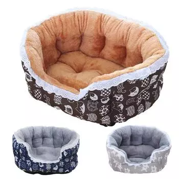 Повышенная кровать для собак, собак, кошек, кружевное зимнее теплое спальное гнездо для домашних животных, мягкая плюшевая кровать для щенка, диван для собак, товары для домашних животных 53x45x25cm