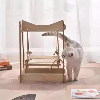Повышенный деревянный каркас гамак для кошек и собак, кровать для котят, домашних животных, стоячие качели, игрушки, летняя деревянная подушка для кошек, диван-кровать для котенка, щенка, кролика, кролика