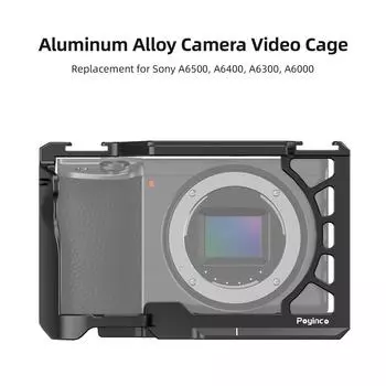 Poyinco Camera Cage Camera Video Cage с креплением «холодный башмак» с резьбой 1/4 дюйма и 3/8 дюйма, алюминий чёрный