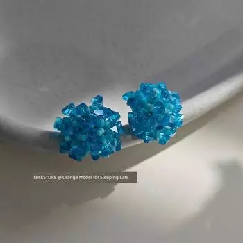 Позднецветущий платикодон крупноцветковый Broken Ice Blue Летние прохладные голубые серьги-подвески с бисером в стиле для отпуска для женщин Blue