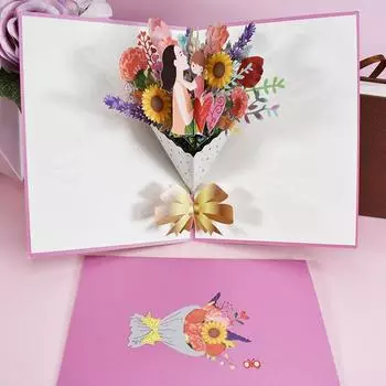 Поздравительная 3D-открытка ко Дню матери — элегантные бабочки, цветущие цветы, в комплект входит поздравительная открытка — идеально подходит для поздравления мамы