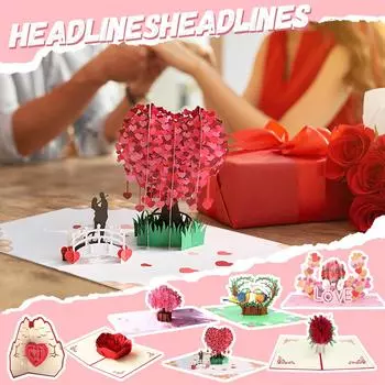 Поздравительная 3D-открытка Qixi Love Tree, открытка на День святого Валентина, подарок паре, креативное любовное послание ручной работы. One Size