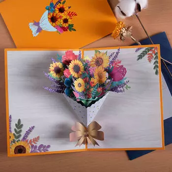 Поздравительная открытка ко Дню матери, всплывающее окно, подарок на день рождения, цветок для мамы