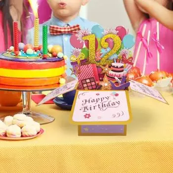 Поздравительная открытка с днем рождения с конвертом, блокнотом, 3D подарочной коробкой, золотым порошком, открытка с пожеланиями на день рождения для детей 12/15 лет, подарок на вечеринку B