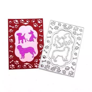 Поздравительная открытка с тремя собаками, художественный фон, Скрапбукинг, металлические штампы, трафареты для DIY, альбом, декор бумажной карты серебряный