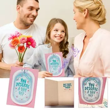 Поздравительная открытка-шутка клоуна, открытка вечной мамы-матери: Мама без остановки поет открытку с блестками - Двойная шутка - гарантированный смех One Size