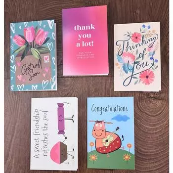 Поздравительные открытки 15*20 см с конвертами, 15 пустых внутри поощрительных открыток с уникальным дизайном, карточки для заметок с запечатывающими наклейками разноцветный