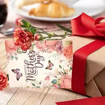 Поздравительные открытки ко Дню матери с липкими конвертами, цветочные пустые открытки, подарочная коробка для мамы